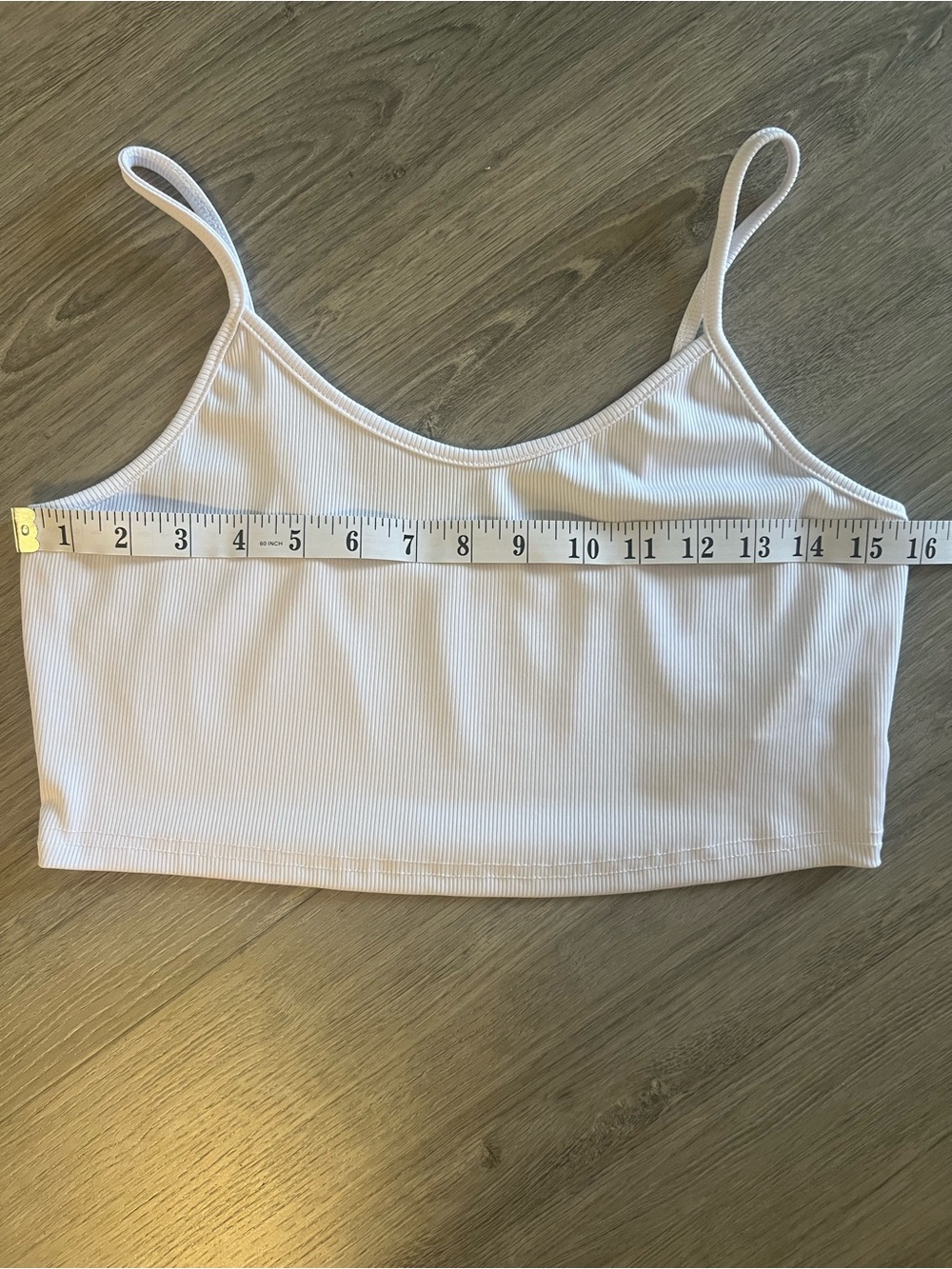 SHEIN White‎ Ribbed Spaghetti Strap Crop Top - Picture 6 of 7